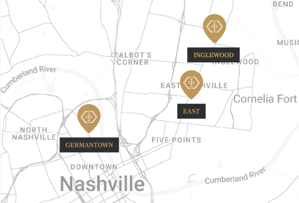 map of locations in nashville